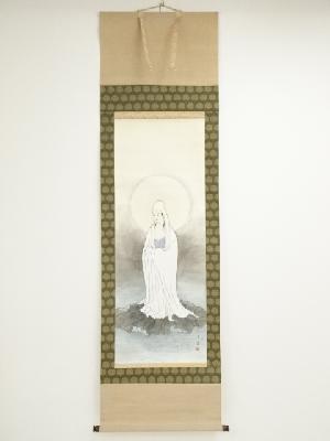 華雲筆　蓮上観音図　肉筆紙本掛軸